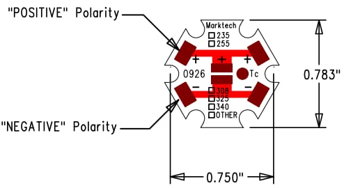 Mechanical Drawing - Marktech Optoelectronics MTSM340UV UV LEDs